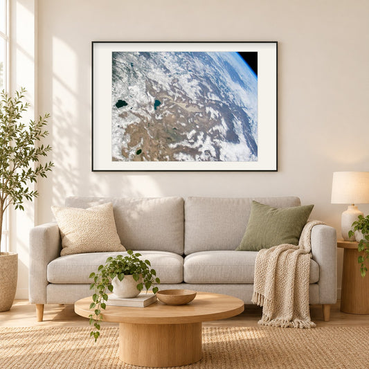Jahreszeiten der Schneedecke im Westen als gerahmtes Diamond Painting im Wohnzimmer