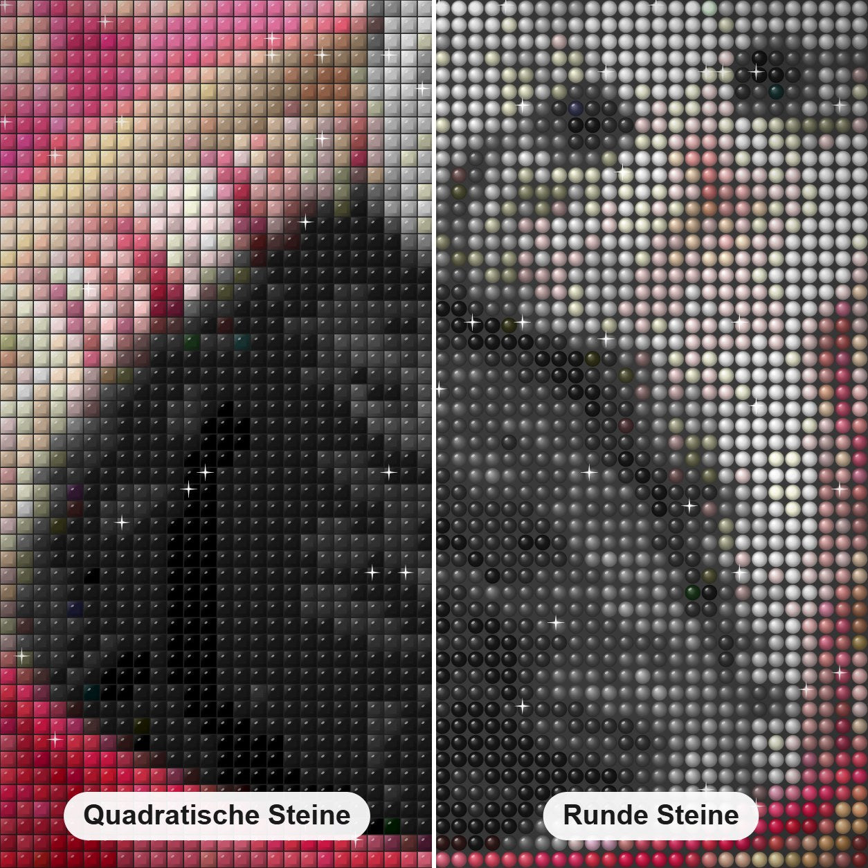Kätzchen, das in der Teetasse sitzt Diamond Painting Nahaufnahme mit quadratischen und runden Steinen