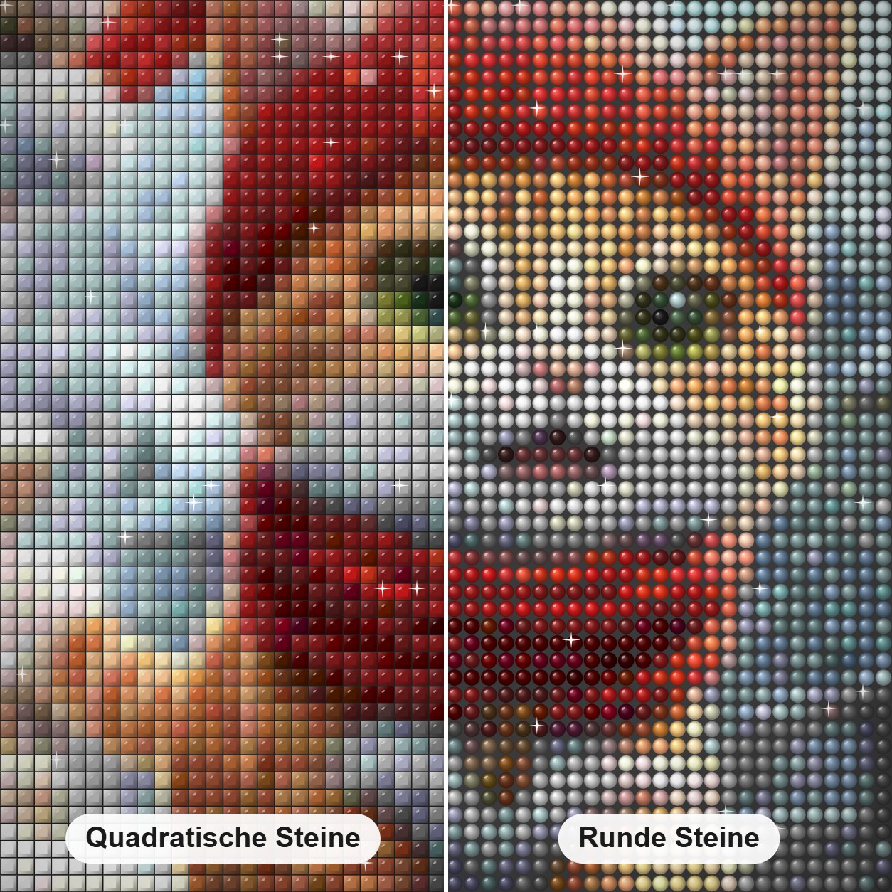 Kätzchen im Weihnachtskostüm Diamond Painting Nahaufnahme mit quadratischen und runden Steinen