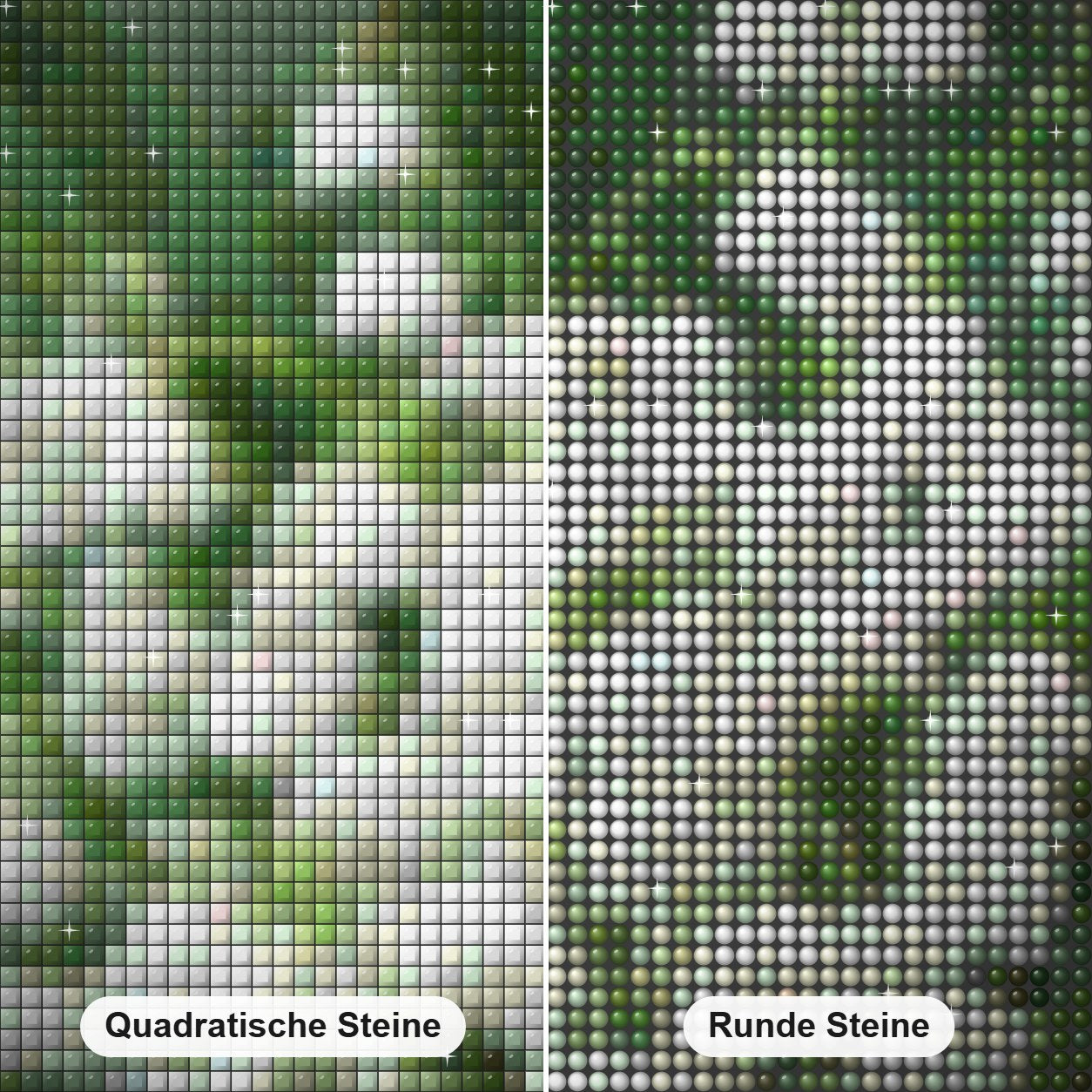 Landyshi Blumen Diamond Painting Nahaufnahme mit quadratischen und runden Steinen