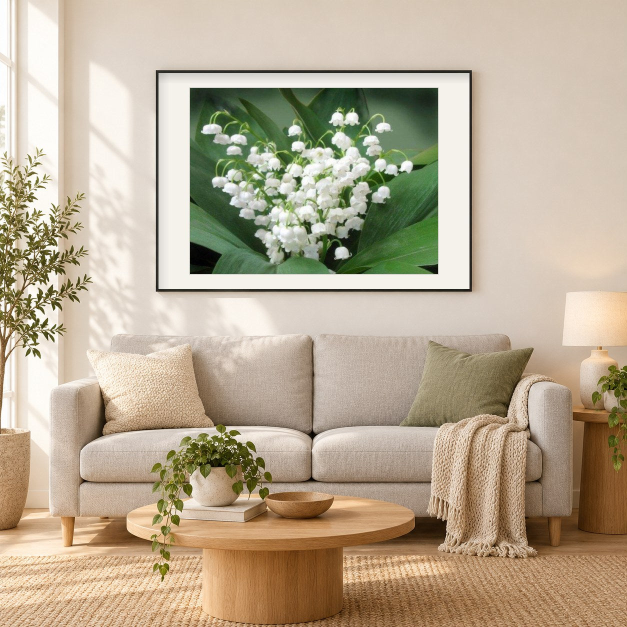Landyshi Blumen als gerahmtes Diamond Painting im Wohnzimmer