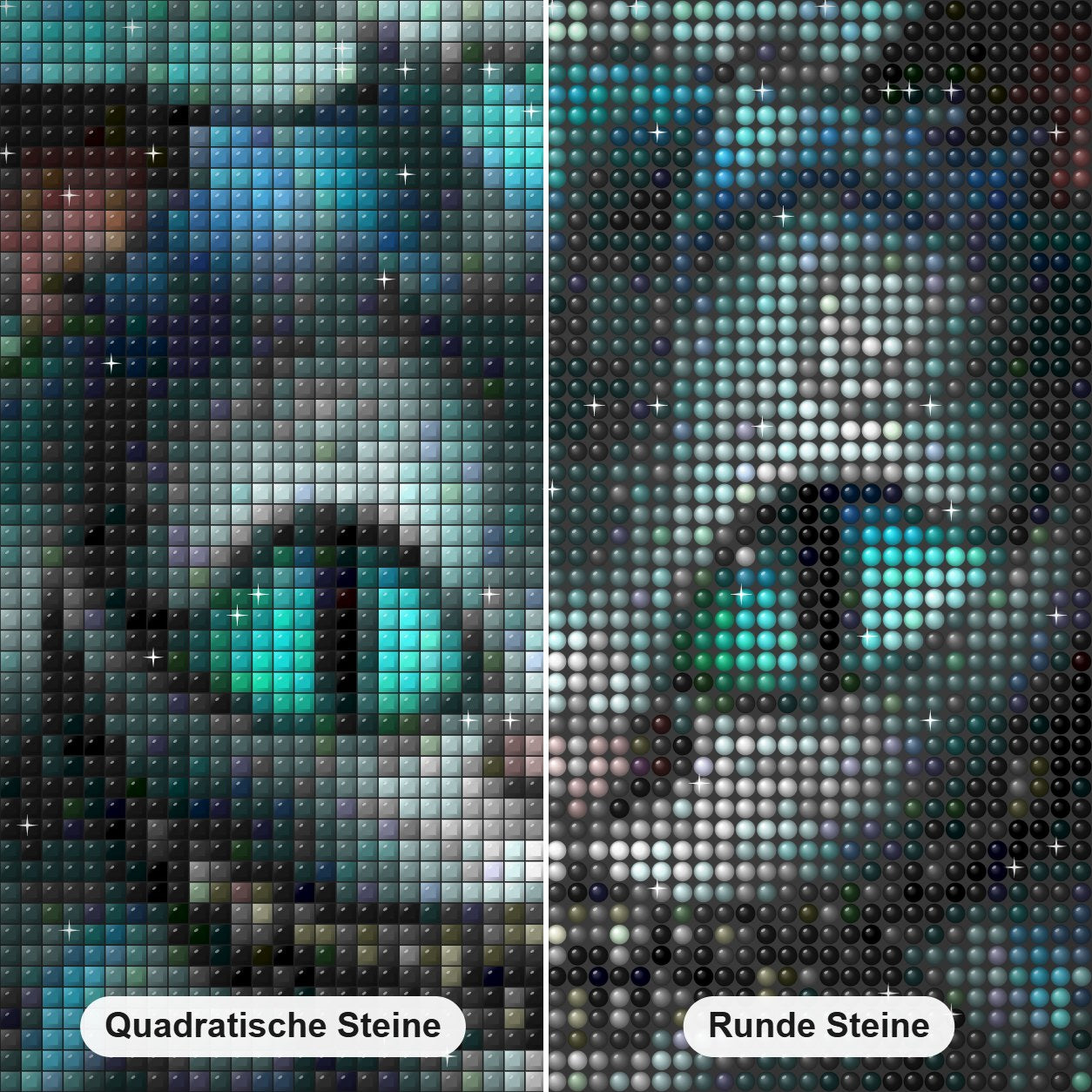 Malen mit Diamanten Art Kit - Scary Cat Diamond Painting Nahaufnahme mit quadratischen und runden Steinen