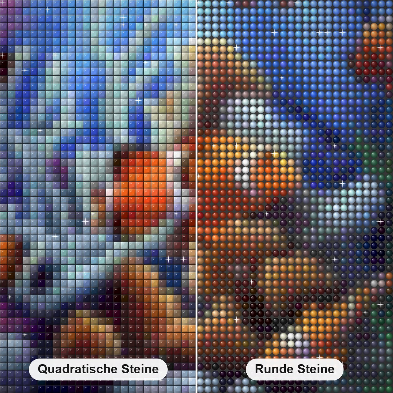 Malen von Meereslebewesen Diamond Painting Nahaufnahme mit quadratischen und runden Steinen