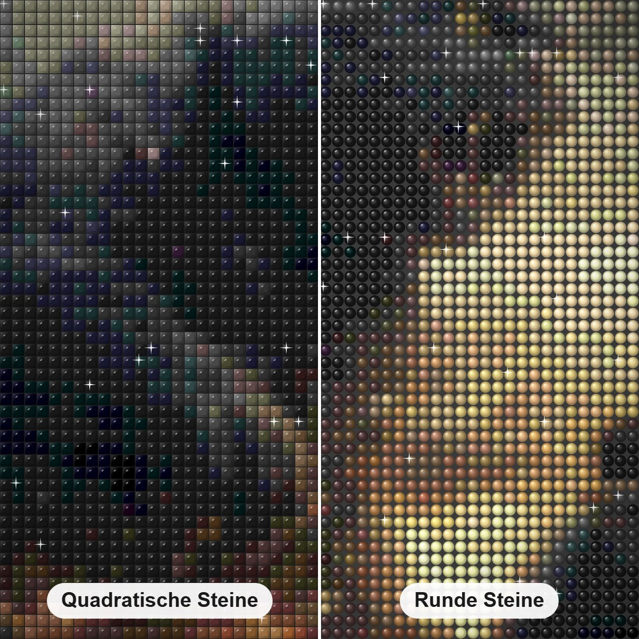 Brüllende Monsterkatze Diamond Painting Nahaufnahme mit quadratischen und runden Steinen