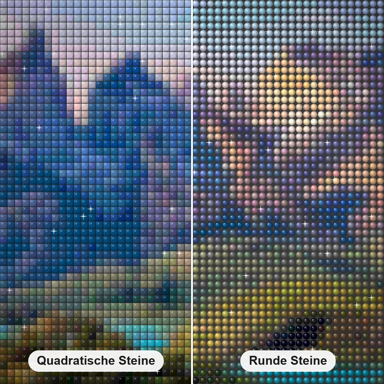 Nationalpark Torres del Paine Diamond Painting Nahaufnahme mit quadratischen und runden Steinen