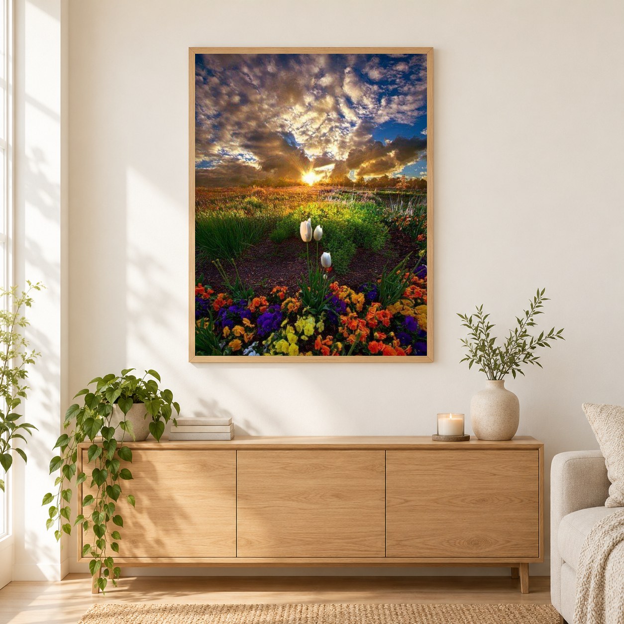 Natur im Himmel als gerahmtes Diamond Painting im Wohnzimmer