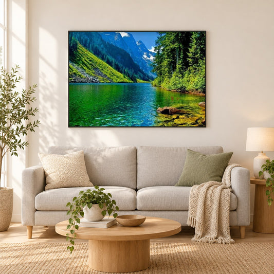 Natur von ihrer besten Seite als gerahmtes Diamond Painting im Wohnzimmer