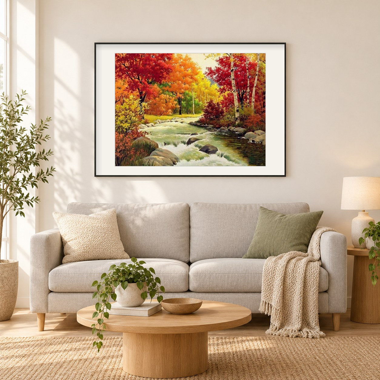 Naturblick als gerahmtes Diamond Painting im Wohnzimmer