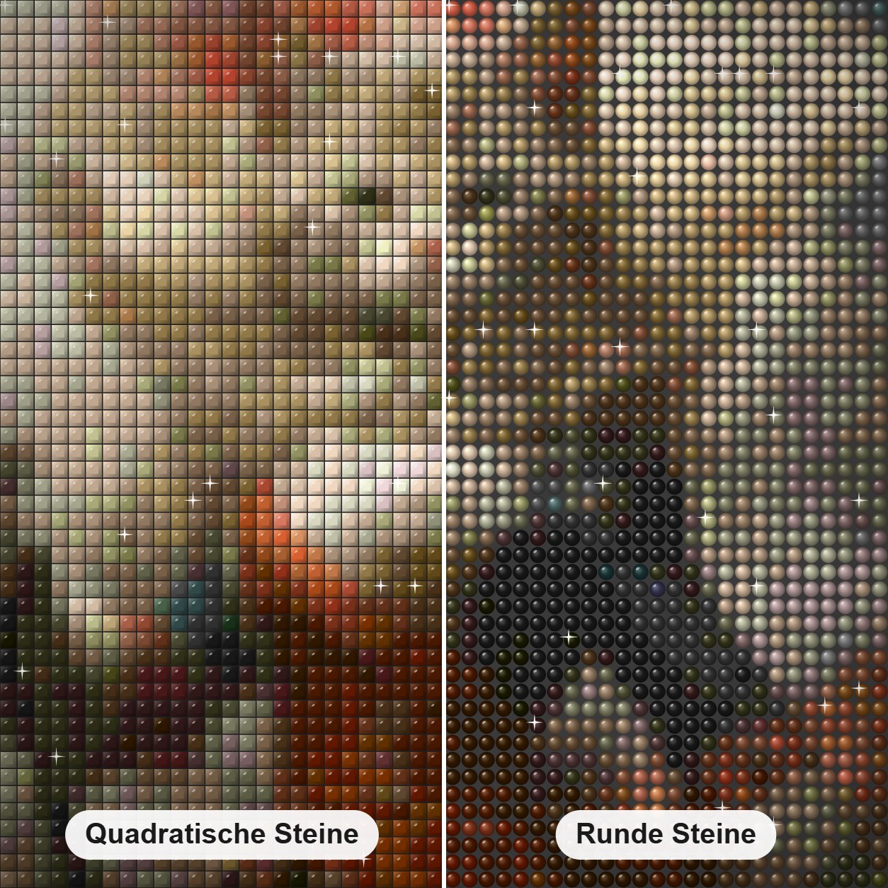 Niemand kann mich besiegen Diamond Painting Nahaufnahme mit quadratischen und runden Steinen