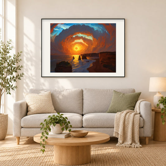 Rhads  Strandkunst als gerahmtes Diamond Painting im Wohnzimmer