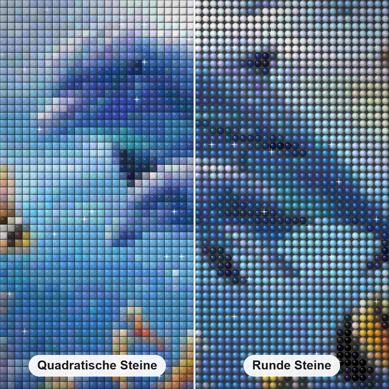 Schöne Unterwasserweltmalerei Diamond Painting Nahaufnahme mit quadratischen und runden Steinen