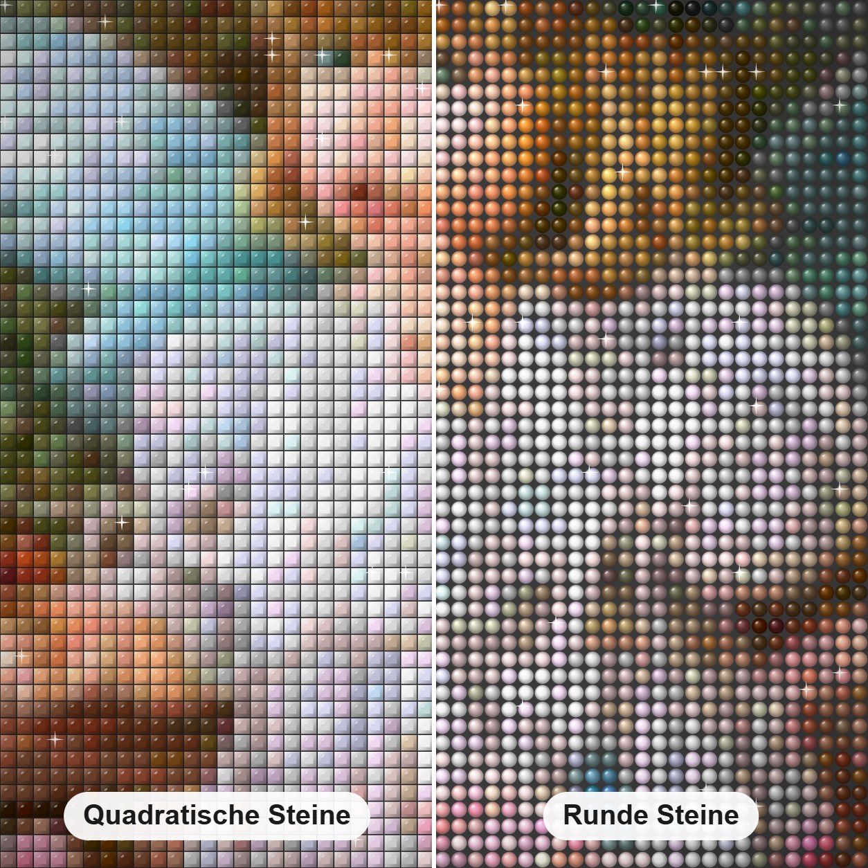 Schönes Engelsmädchen mit Schmetterlingskrone Diamond Painting Nahaufnahme mit quadratischen und runden Steinen