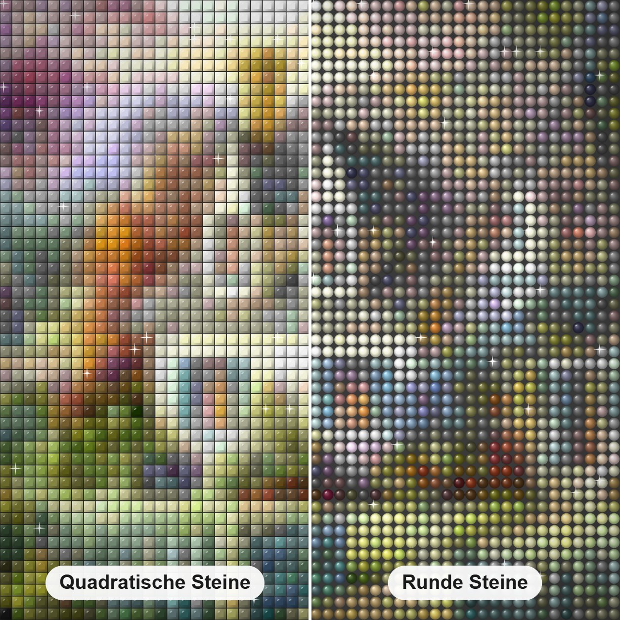 Schönes Haus in der Frühlingssaison Diamond Painting Nahaufnahme mit quadratischen und runden Steinen