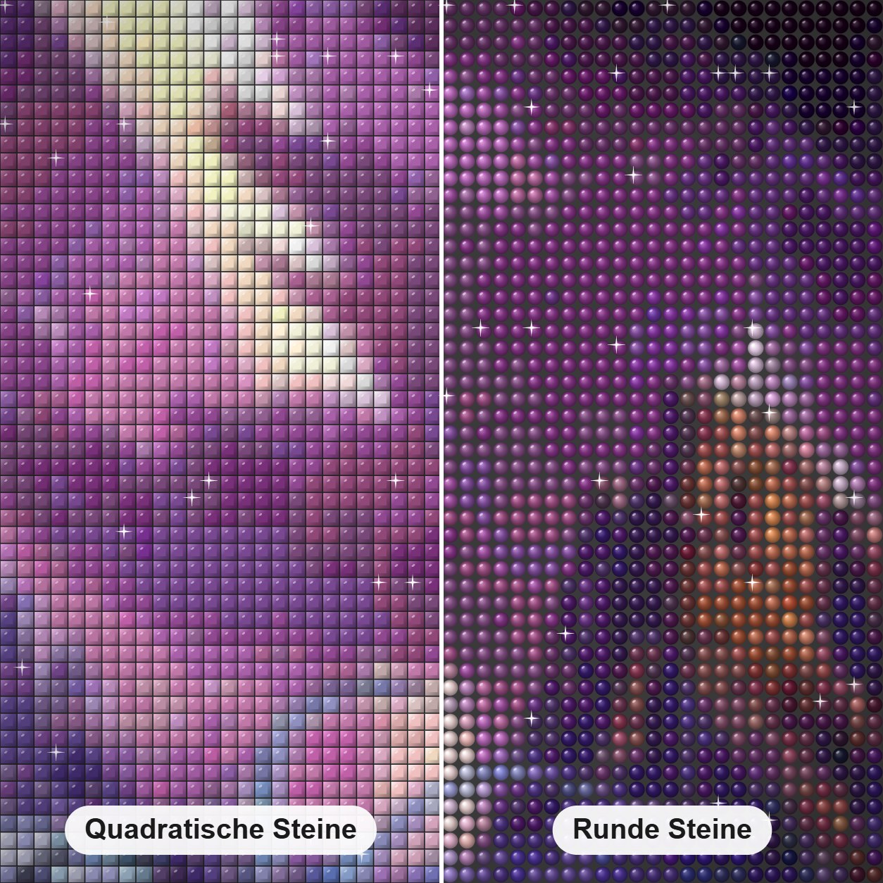 Science-Fiction-Kunst von Diamond Art Diamond Painting Nahaufnahme mit quadratischen und runden Steinen