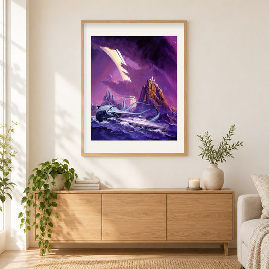 Science-Fiction-Kunst von Diamond Art als gerahmtes Diamond Painting im Wohnzimmer