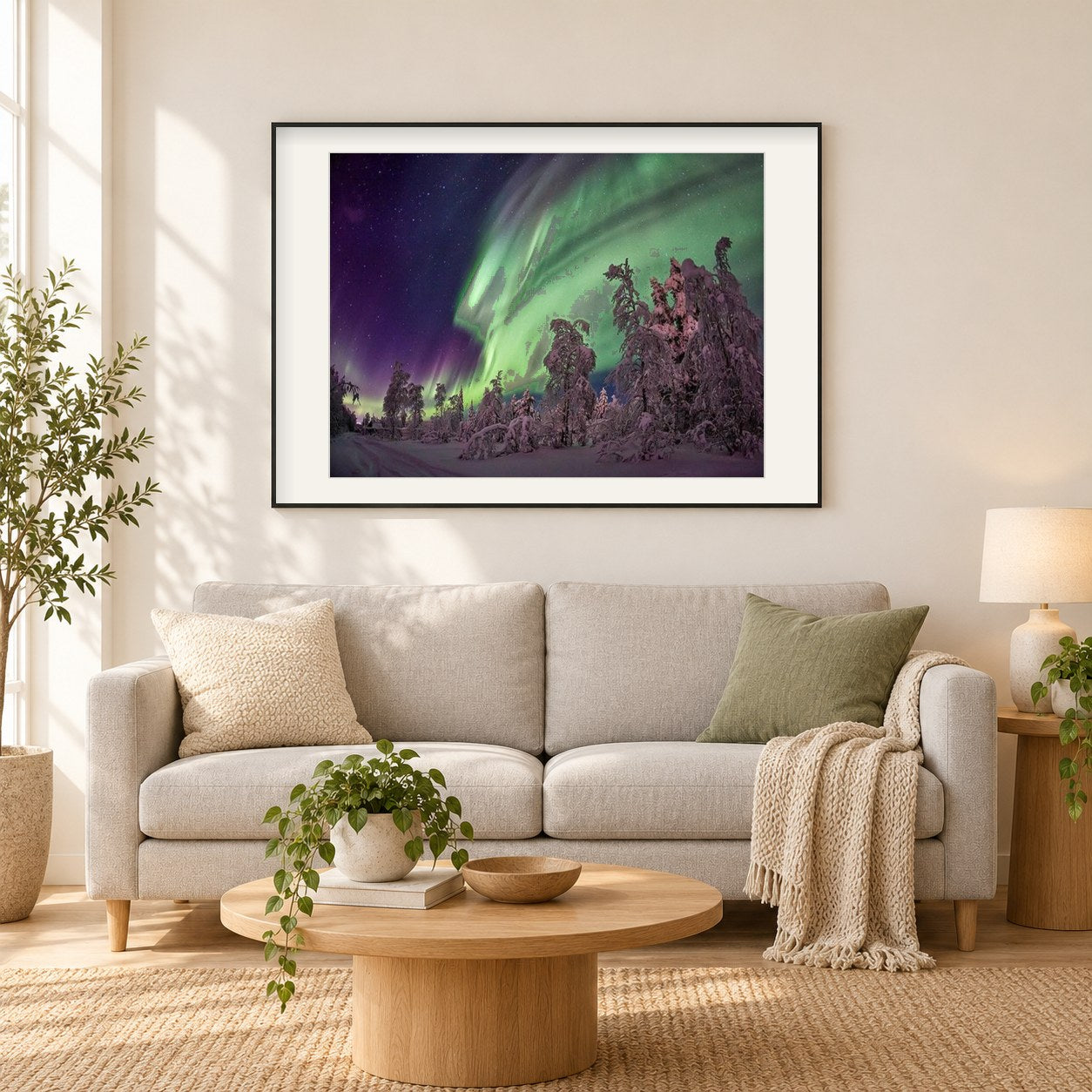 Shinning des Nordens als gerahmtes Diamond Painting im Wohnzimmer