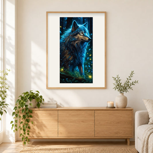 Leiser Pirschjäger des Waldes als gerahmtes Diamond Painting im Wohnzimmer