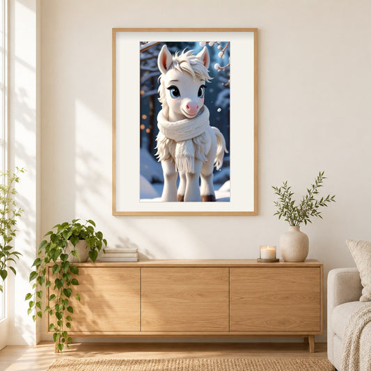 Kleiner Stepper, kleines Pferd als gerahmtes Diamond Painting im Wohnzimmer