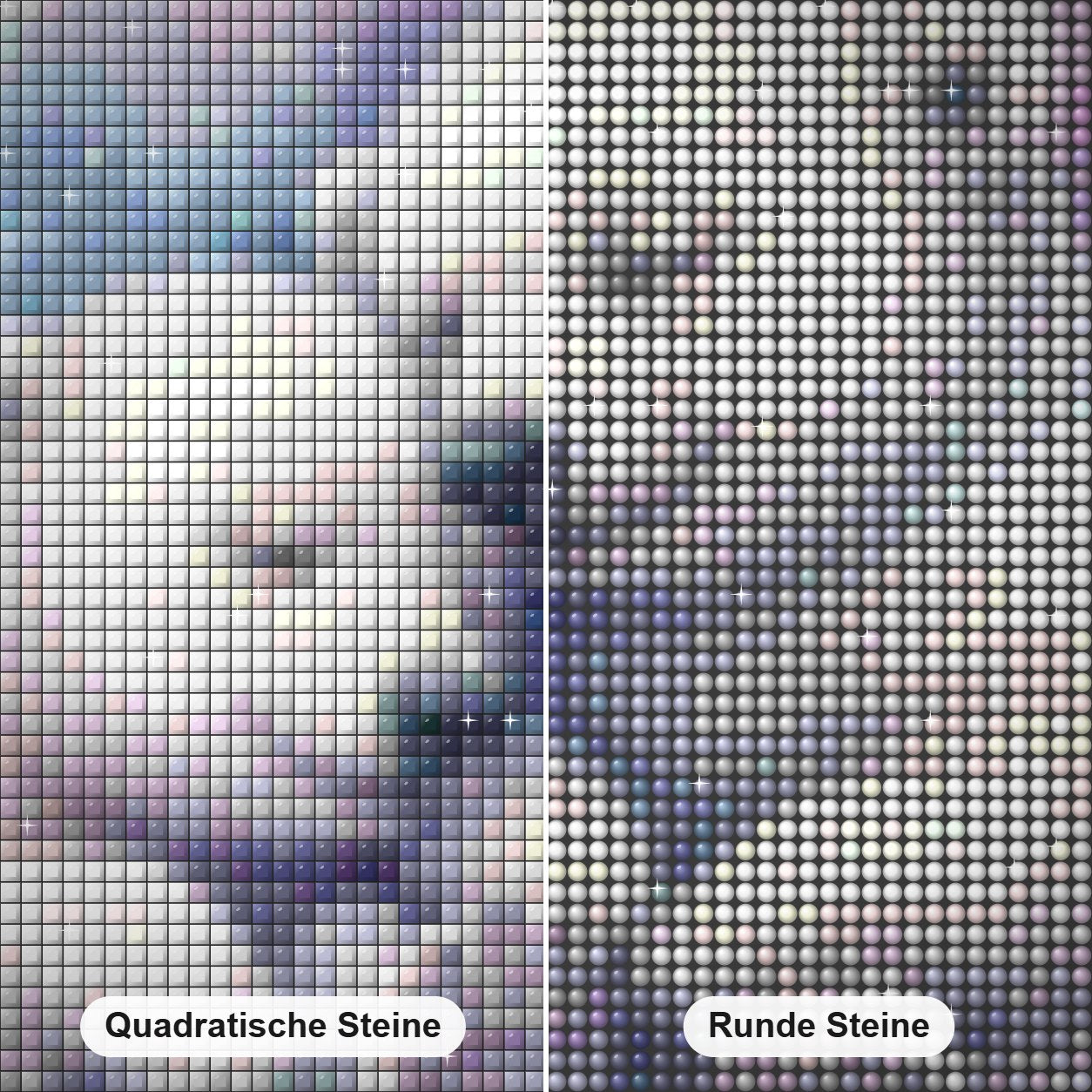 Schneebedeckte Lächeln Weiße Bären in Freude Diamond Painting Nahaufnahme mit quadratischen und runden Steinen
