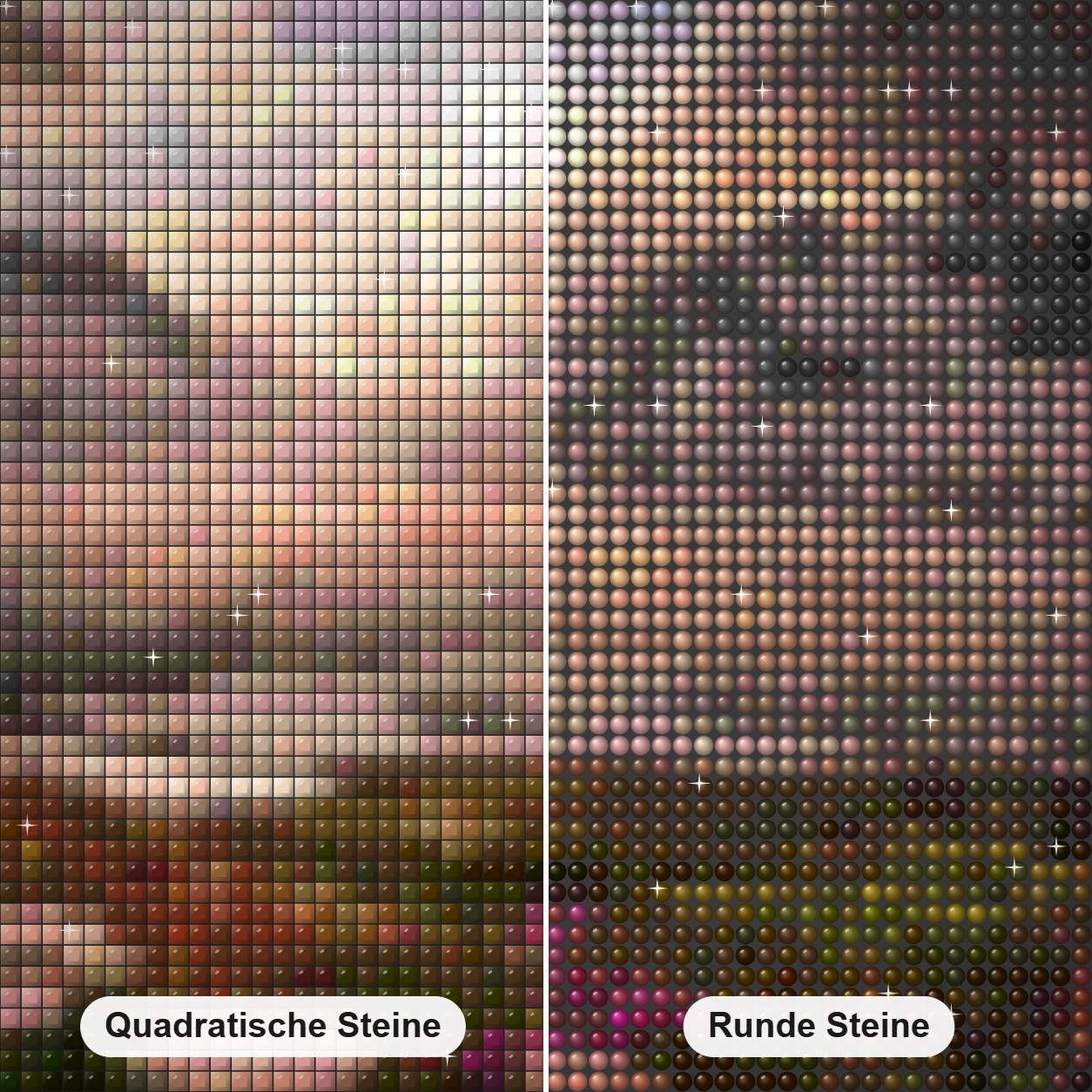 Sonnenuntergang in Alaska Diamond Painting Nahaufnahme mit quadratischen und runden Steinen