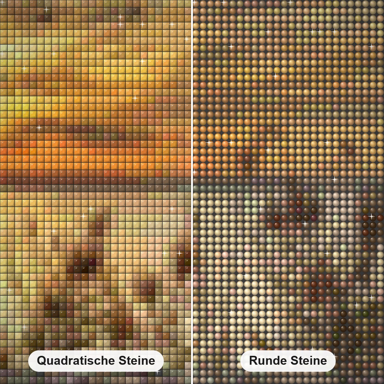 Sonnenuntergang See & Vögel Diamond Painting Nahaufnahme mit quadratischen und runden Steinen