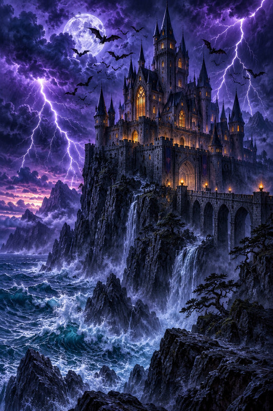Spukschloss im Gewitter Diamond Painting