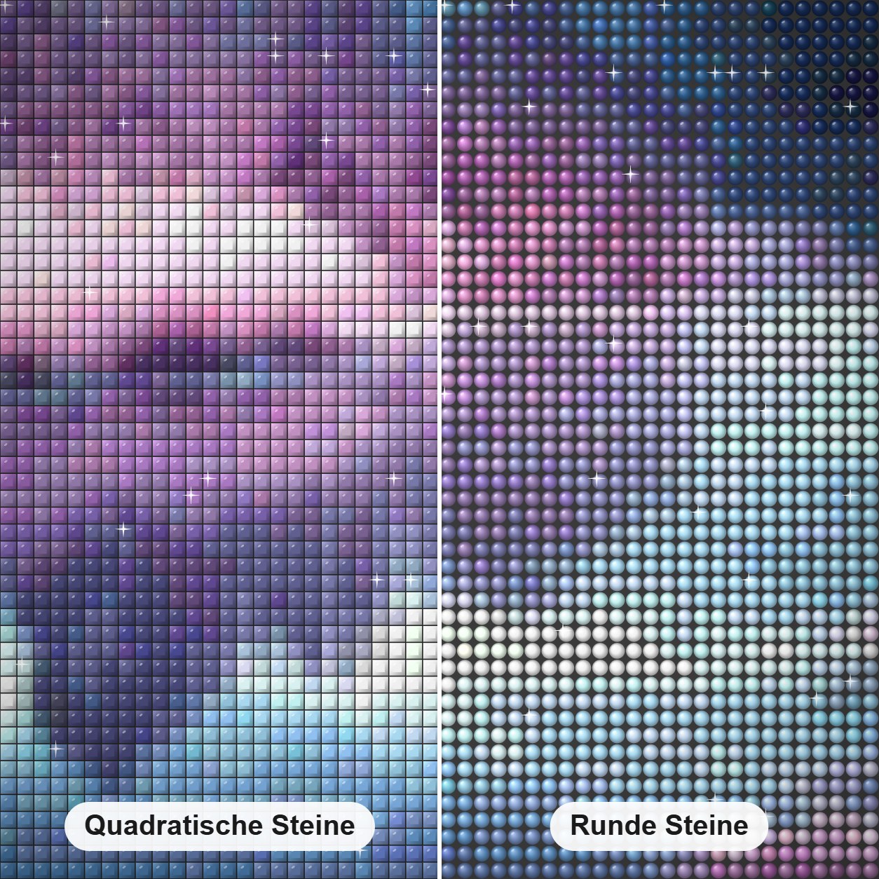 stürmischen Himmel Diamond Painting Nahaufnahme mit quadratischen und runden Steinen