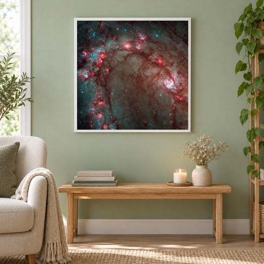 Südliche Windrad Galaxie als gerahmtes Diamond Painting im Wohnzimmer