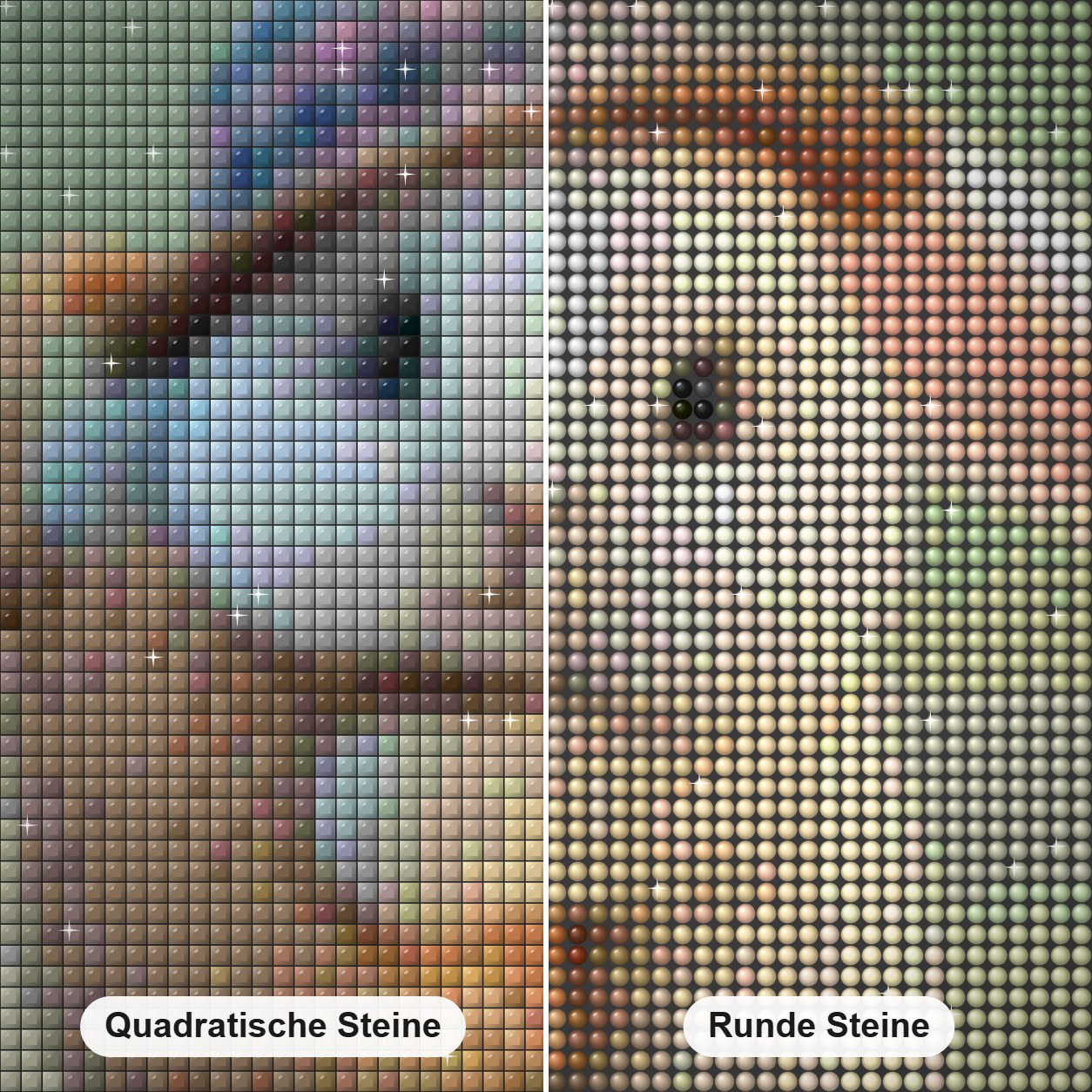 Süße Hasenliebe Diamond Painting Nahaufnahme mit quadratischen und runden Steinen