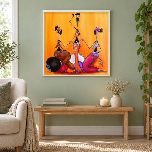 Sylphide Kreationen als gerahmtes Diamond Painting im Wohnzimmer