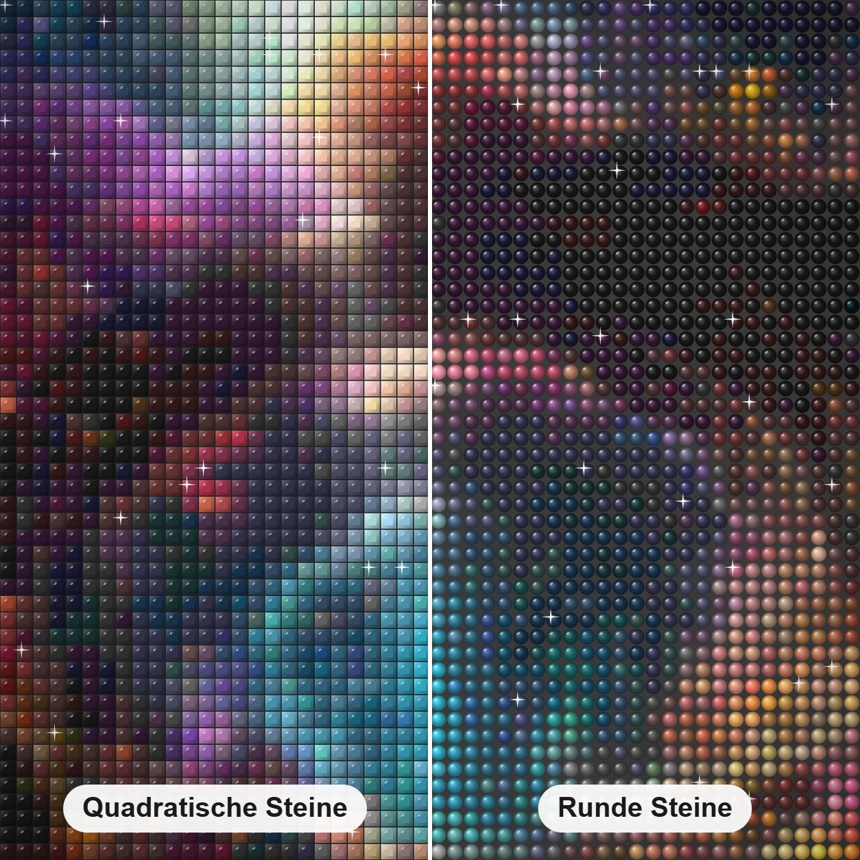 Die Schönheit der Unterwasserwelt Diamond Painting Nahaufnahme mit quadratischen und runden Steinen