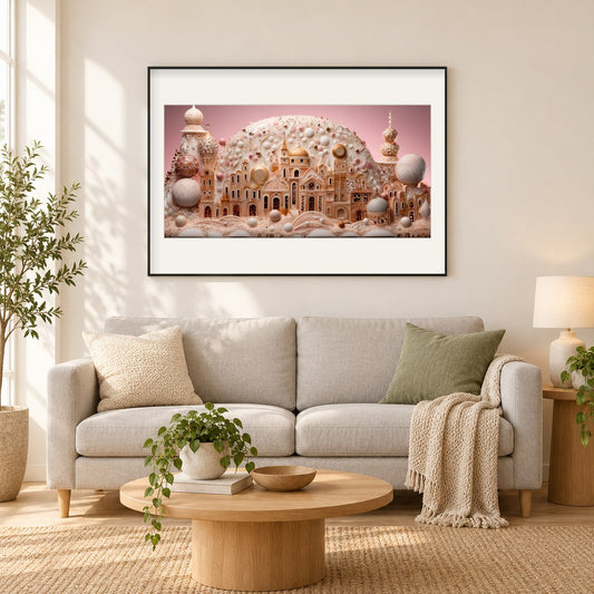 Der Traumpalast als gerahmtes Diamond Painting im Wohnzimmer