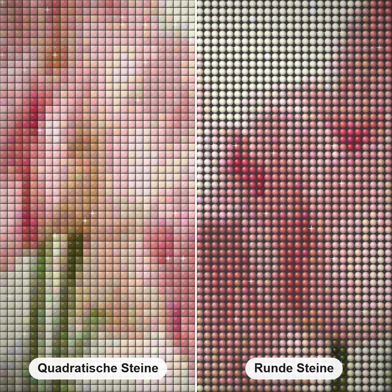 Tulips 3D Diamond Painting Nahaufnahme mit quadratischen und runden Steinen