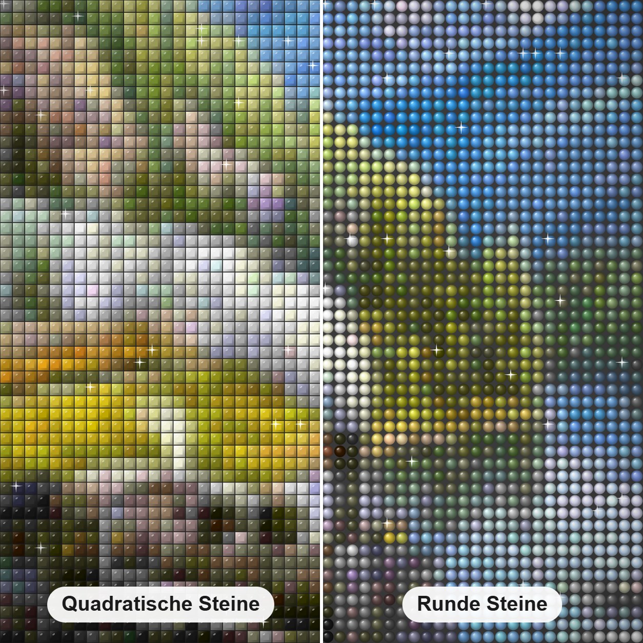 Fahrender Zug Diamond Painting Nahaufnahme mit quadratischen und runden Steinen