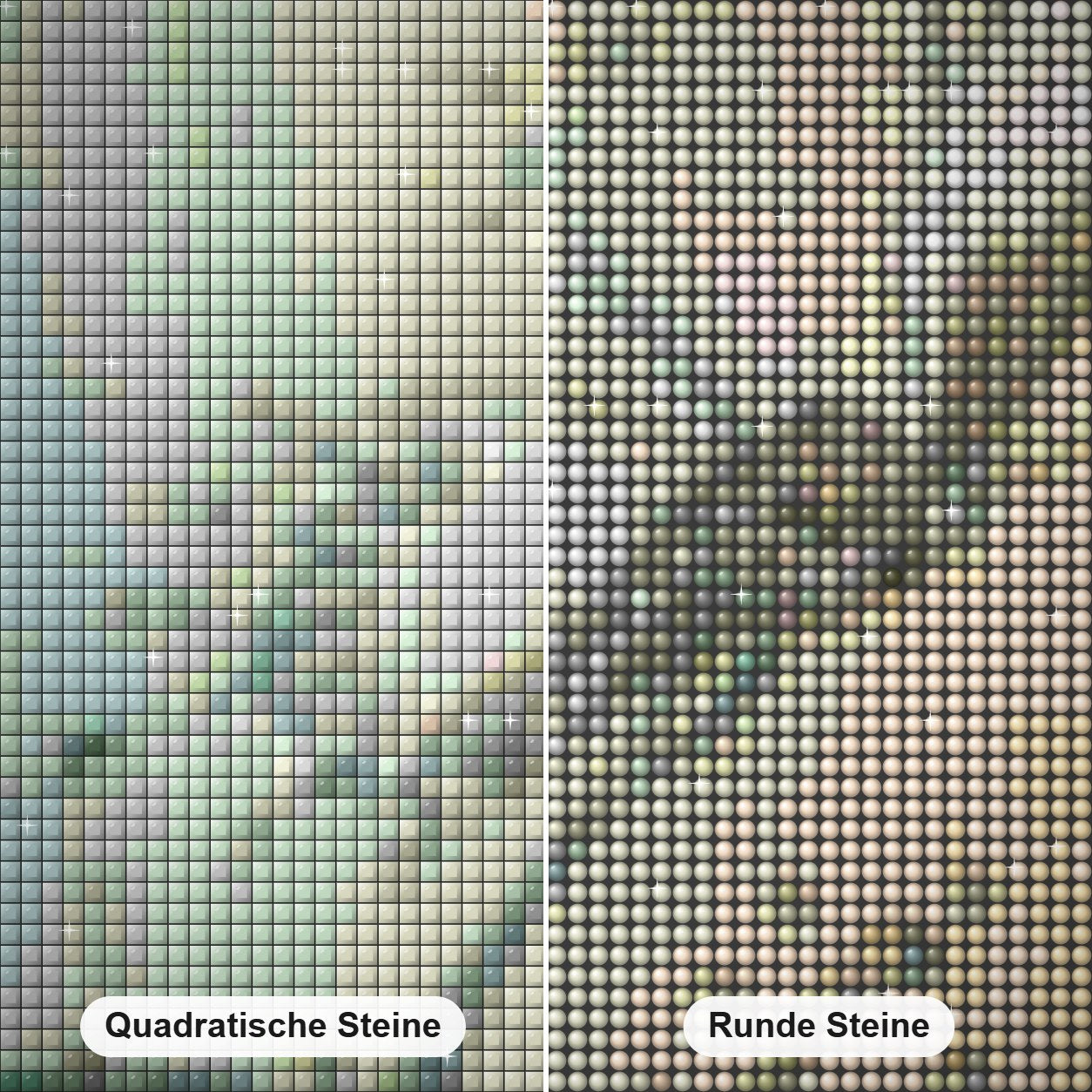 Wasser Schmetterling Diamond Painting Nahaufnahme mit quadratischen und runden Steinen