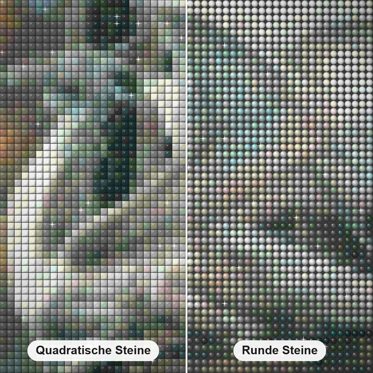 Weißer Drache Diamond Painting Nahaufnahme mit quadratischen und runden Steinen