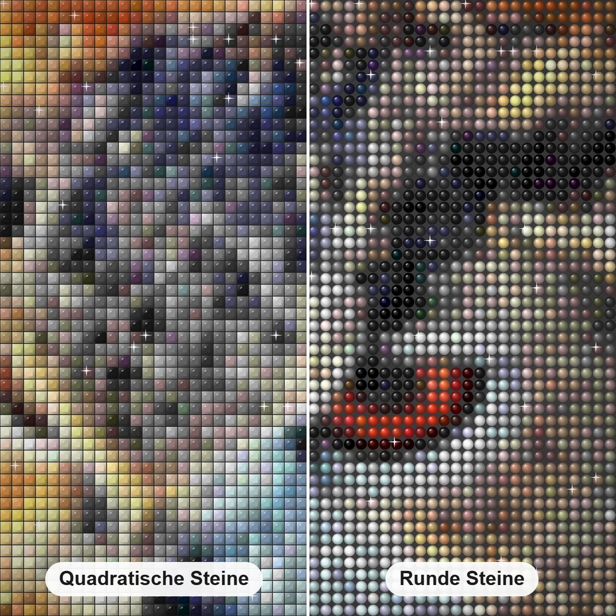 Wütende Eule Diamond Painting Nahaufnahme mit quadratischen und runden Steinen