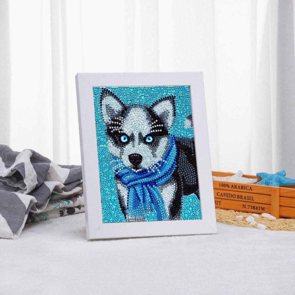 Husky mit Schal Speziell Diamond Painting - Diamond Painting