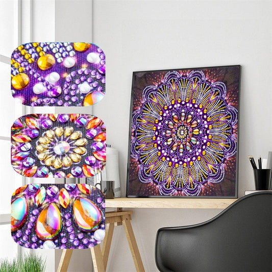 Spezielles Diamanten Lila Mandala Kunst-Kit - Diamond Painting