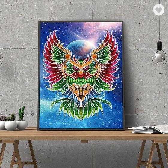 Eule leuchtet im Dunkeln Diamond Painting - Diamond Painting