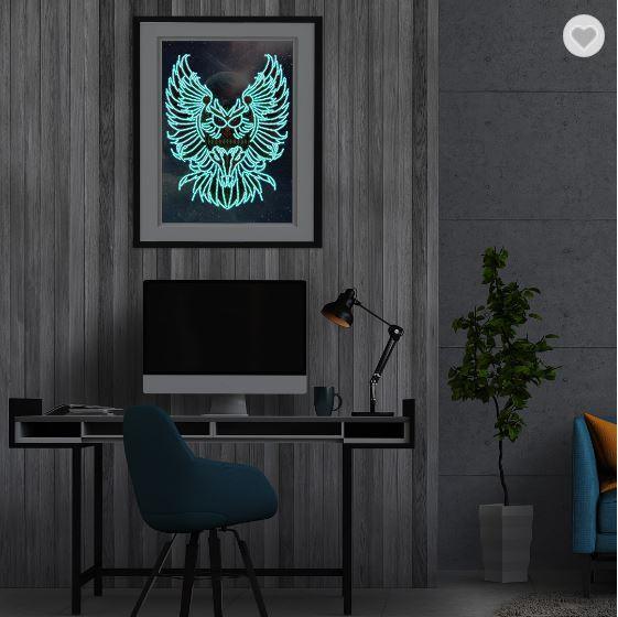 Eule leuchtet im Dunkeln Diamond Painting - Diamond Painting