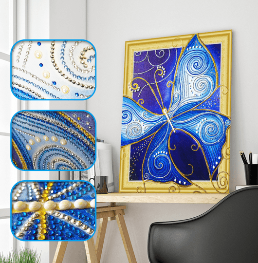 Blauer Schmetterling - Spezial Diamond Painting - Diamond Painting