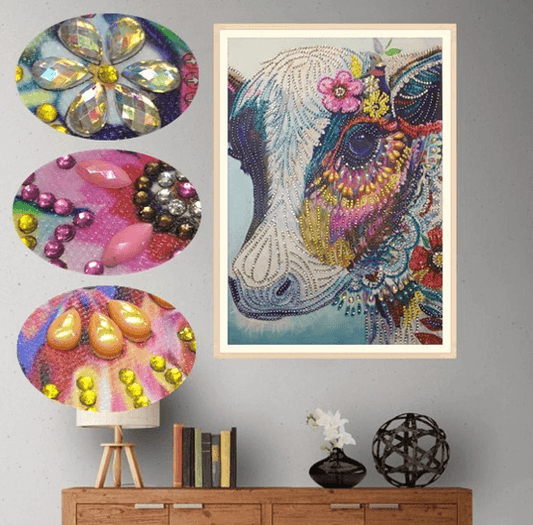 Bunte Kuh - Diamant in Sonderform - Diamond Painting