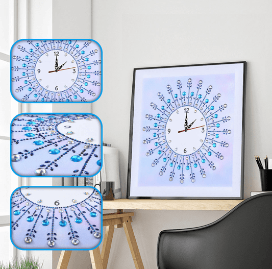 Blaue Uhr - Diamant in Sonderform - Diamond Painting