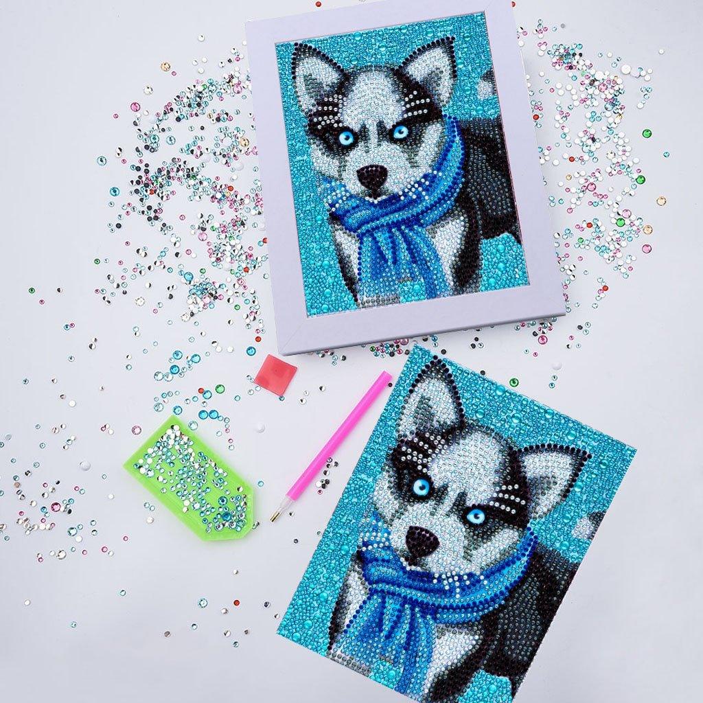 Husky mit Schal Speziell Diamond Painting - Diamond Painting