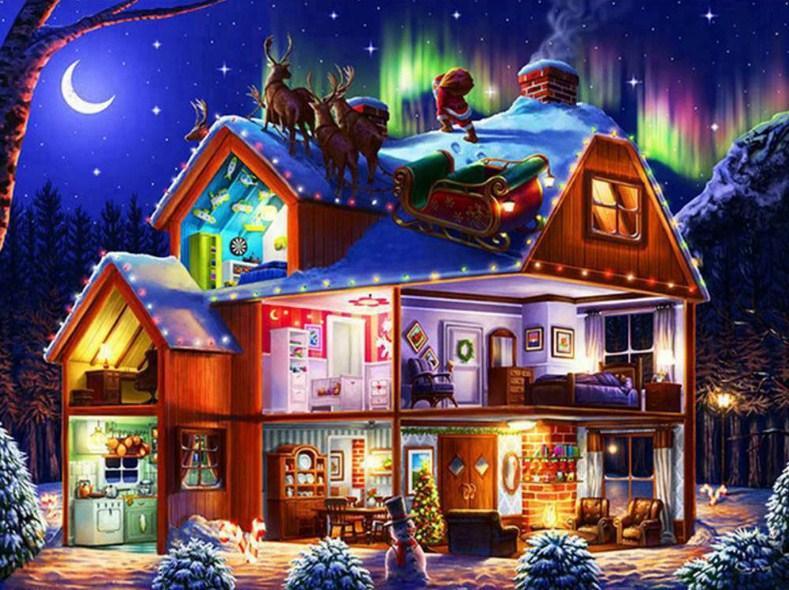 Erstaunlich schönes Weihnachtshaus - Diamond Painting