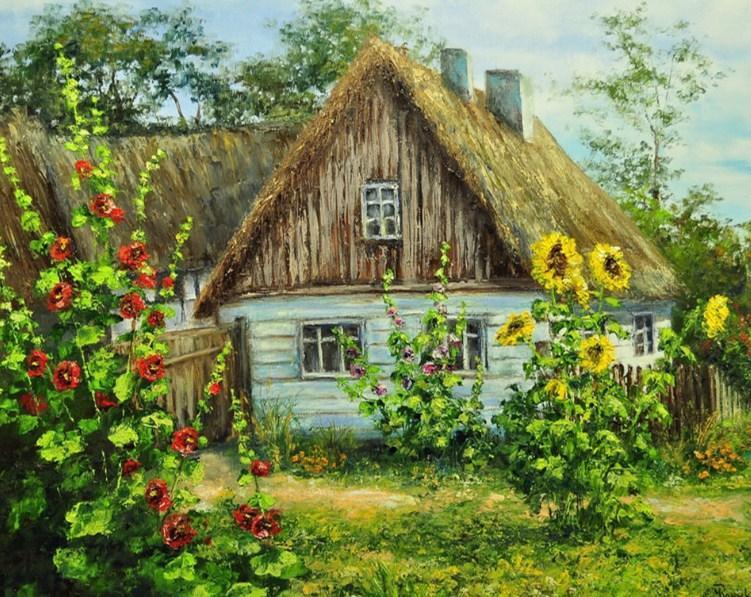 Schöne Hütte & Blumen Diamond Painting - Diamond Painting