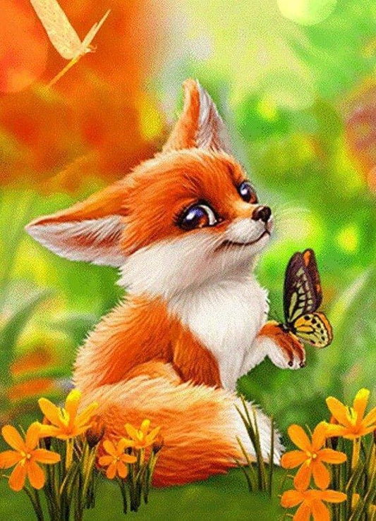 Karikatur Fuchs & Schmetterling - Diamond Painting