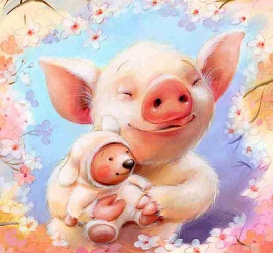 Süßes schwein & baby diy malerei kit - Diamond Painting