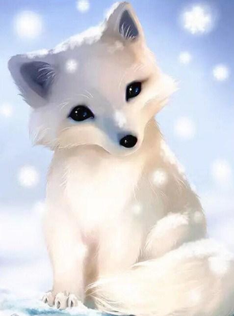 Niedliche weiße Fuchs Diamond Painting - Diamond Painting